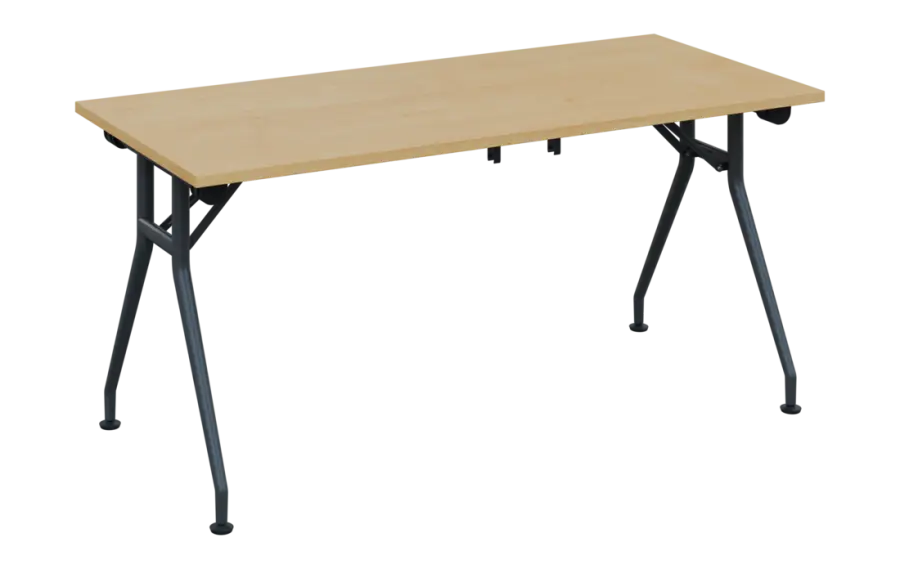 SLV 160 lak skládací jednací stůl 1600x700x750 mm, deska 25 mm, podnož černý lak, deska javor horský